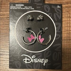 Disney Silver and Pink Butterfly Earrings Set